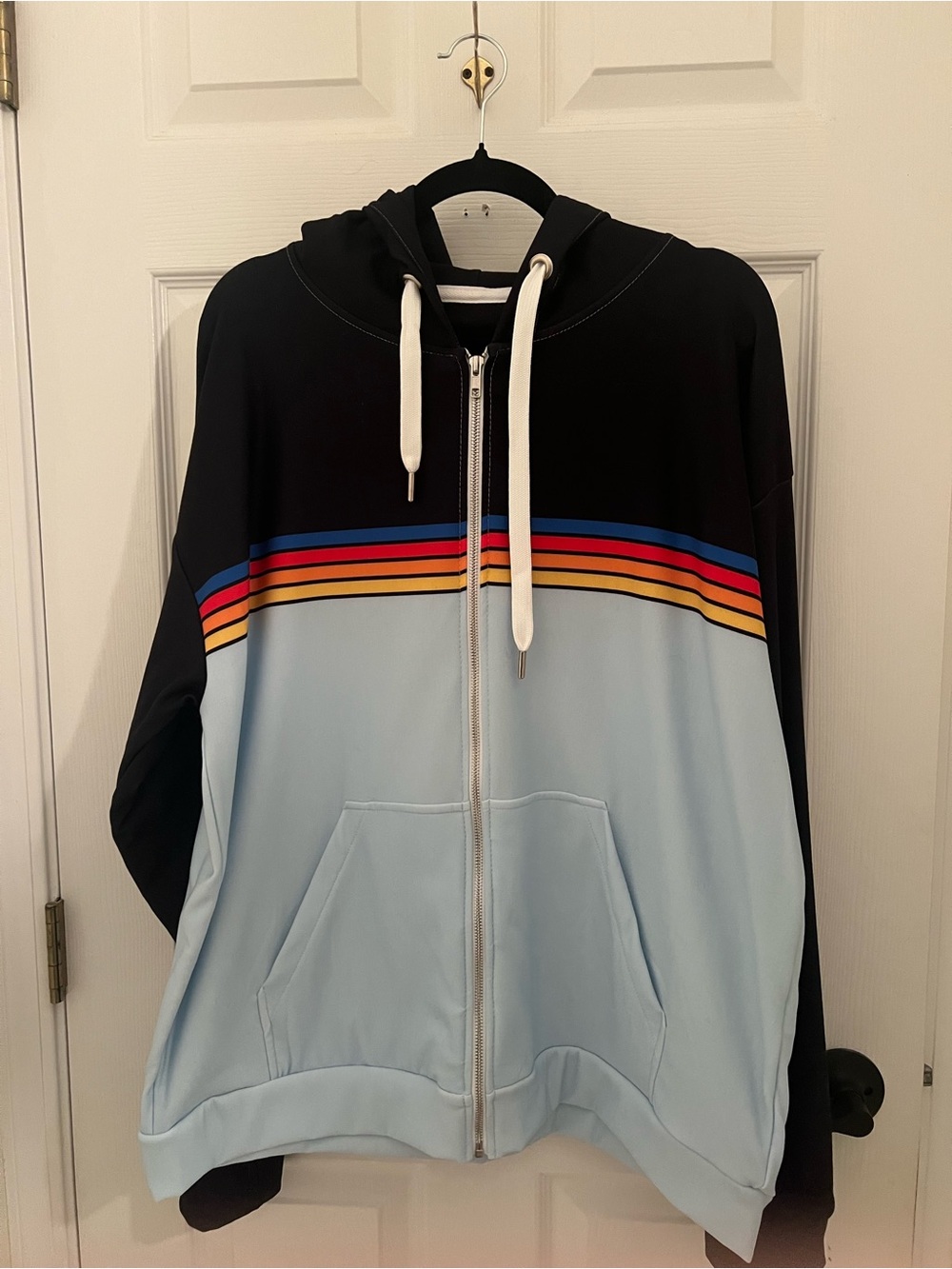 Men's Zip Hoodie with Multi-Stripe Accent